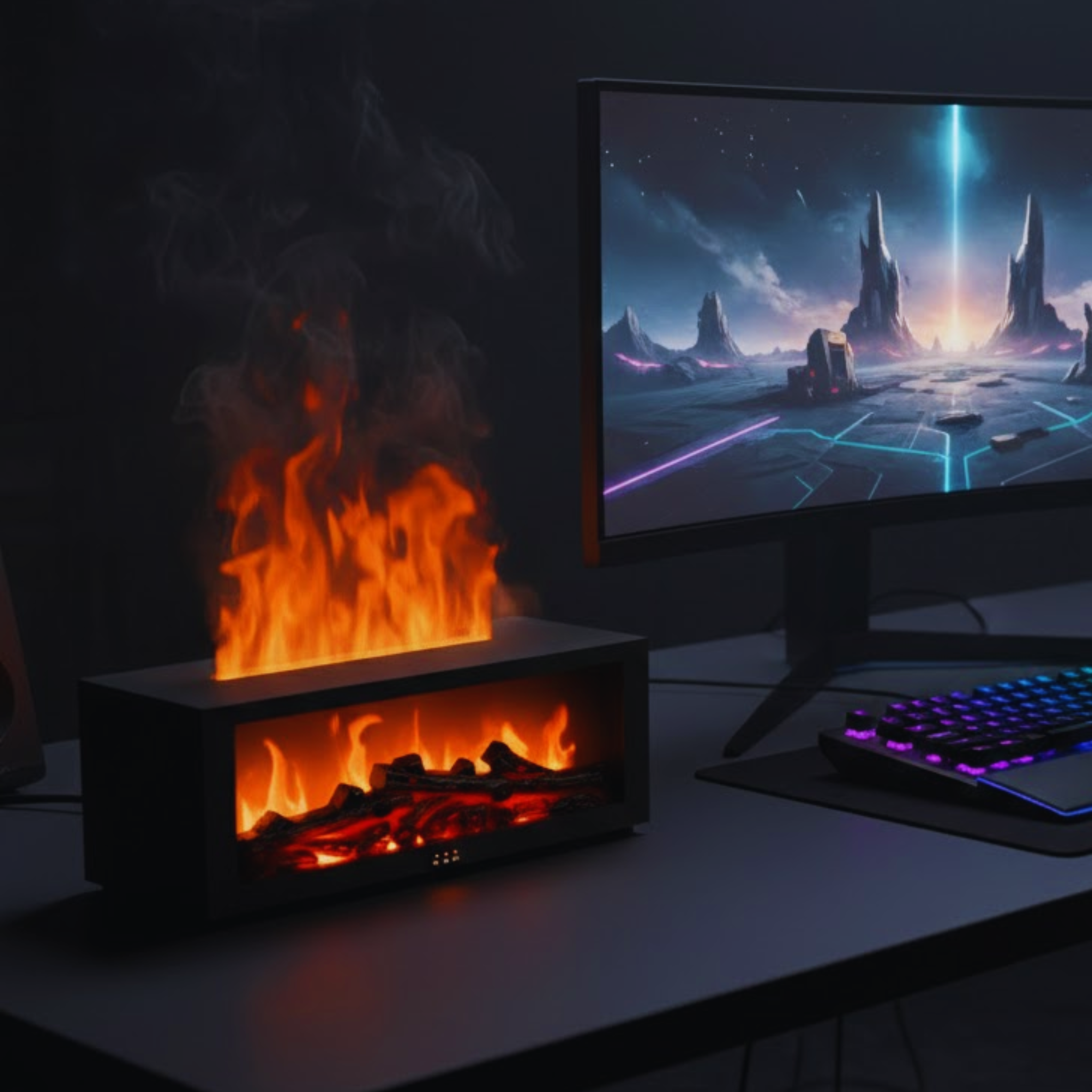 Cozy Fireplace with Amber Glow